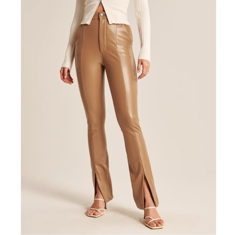 Abercrombie vegan leather split-hem pants